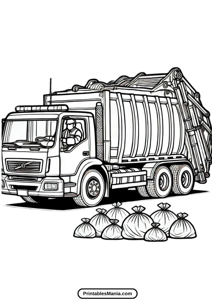 garbage truck coloring page for kids