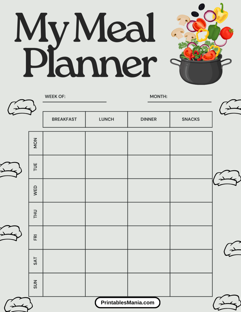 meal planner template pdf