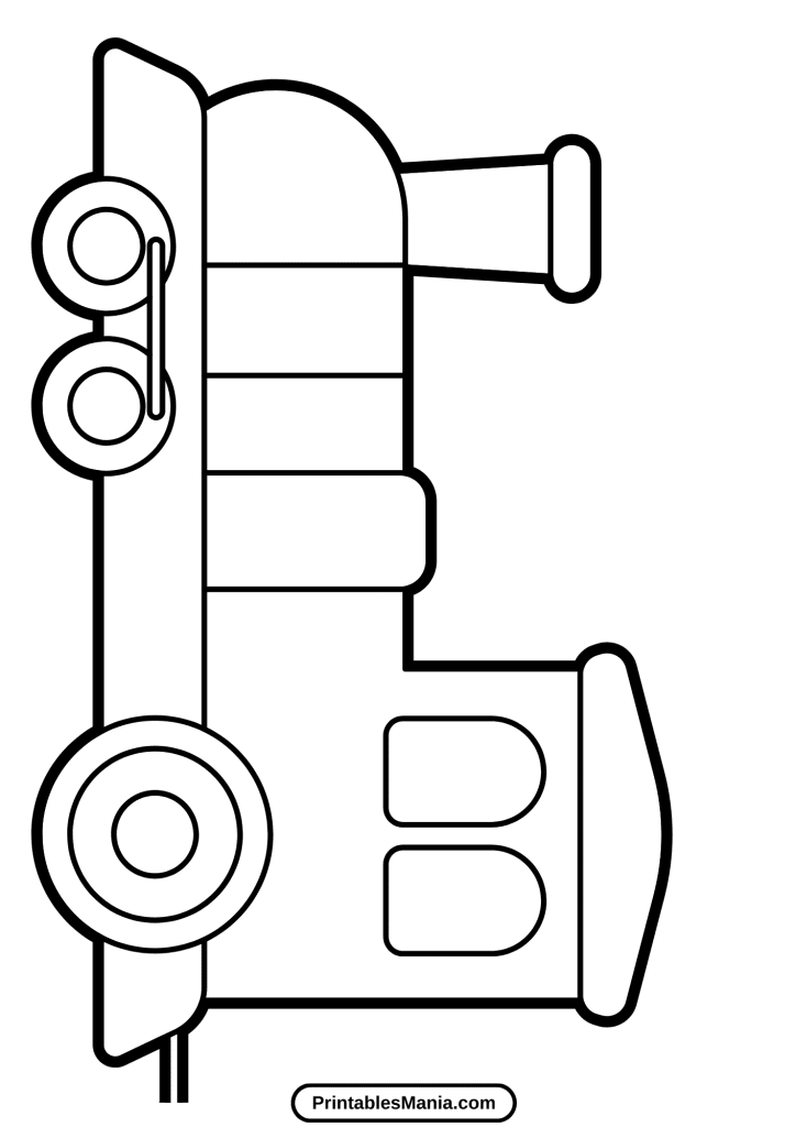 basic train coloring sheet with thick lines for young kids