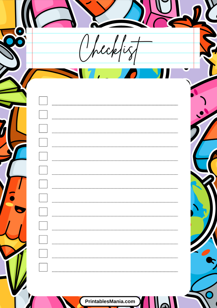 organized back to school checklist for 2024 school year