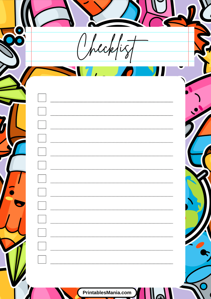 organized back to school checklist for 2024 school year