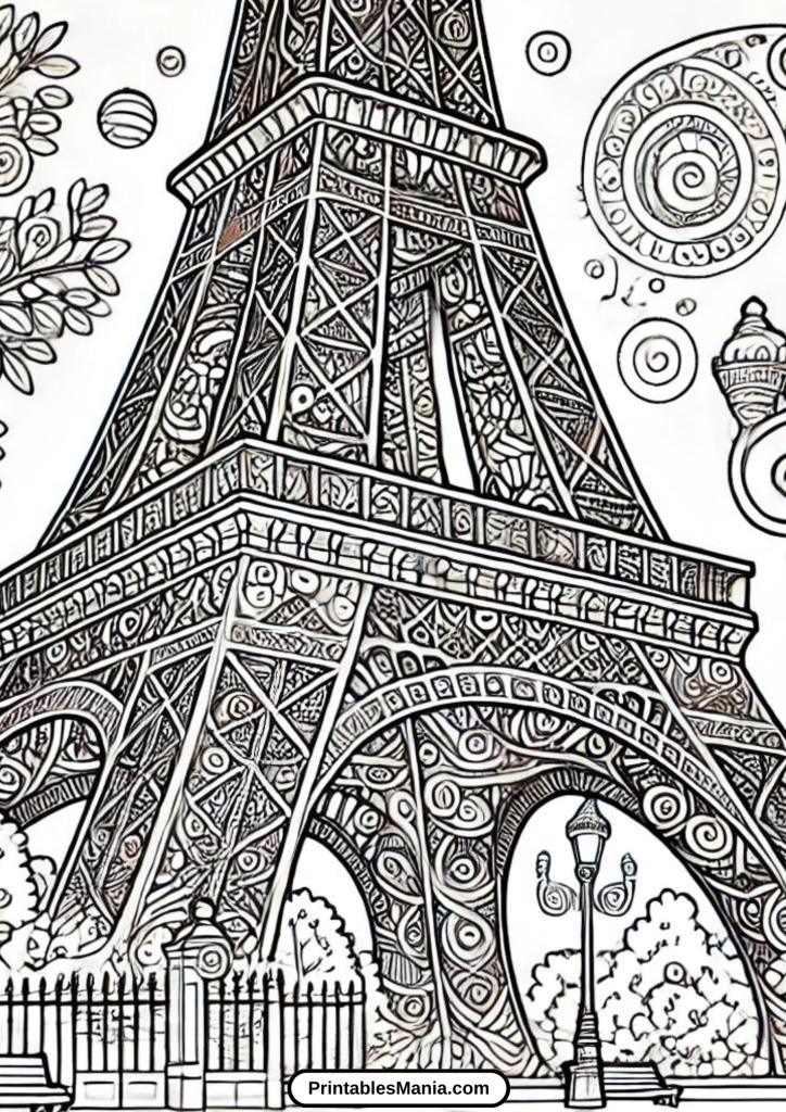 eiffel tower paris printable coloring pages