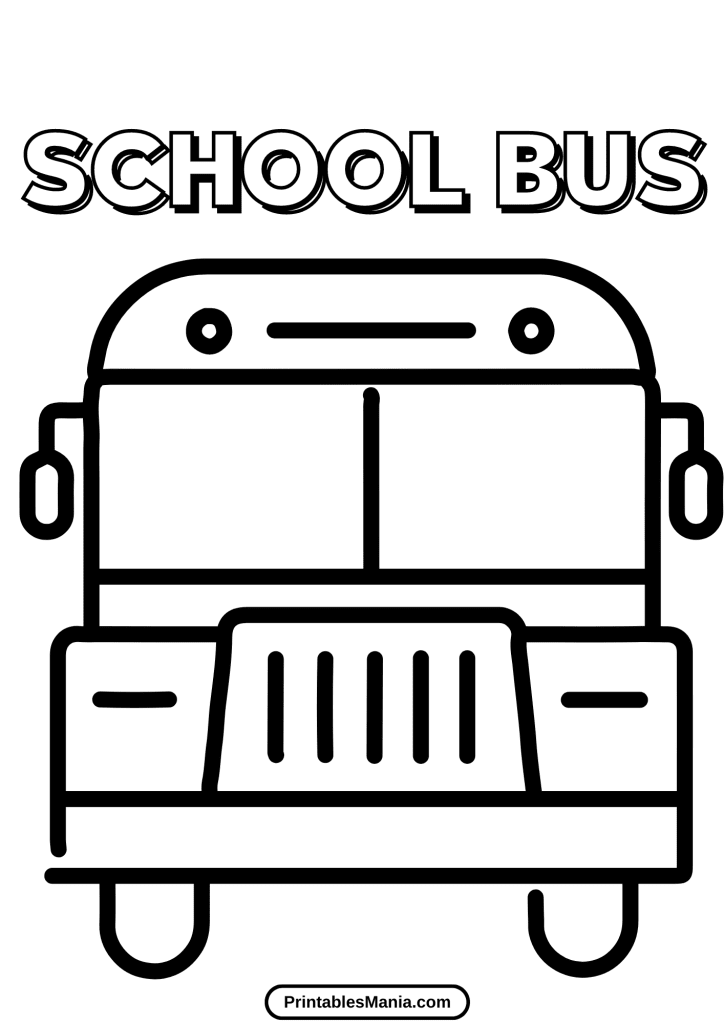 easy school bus coloring page for toddlers