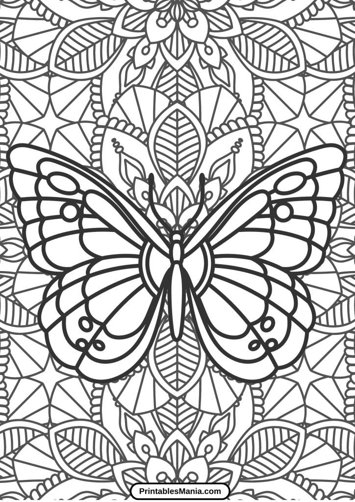 difficult butterfly coloring pages