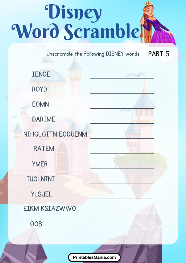 downloadable disney word scramble pdf