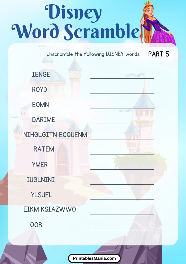 downloadable disney word scramble pdf