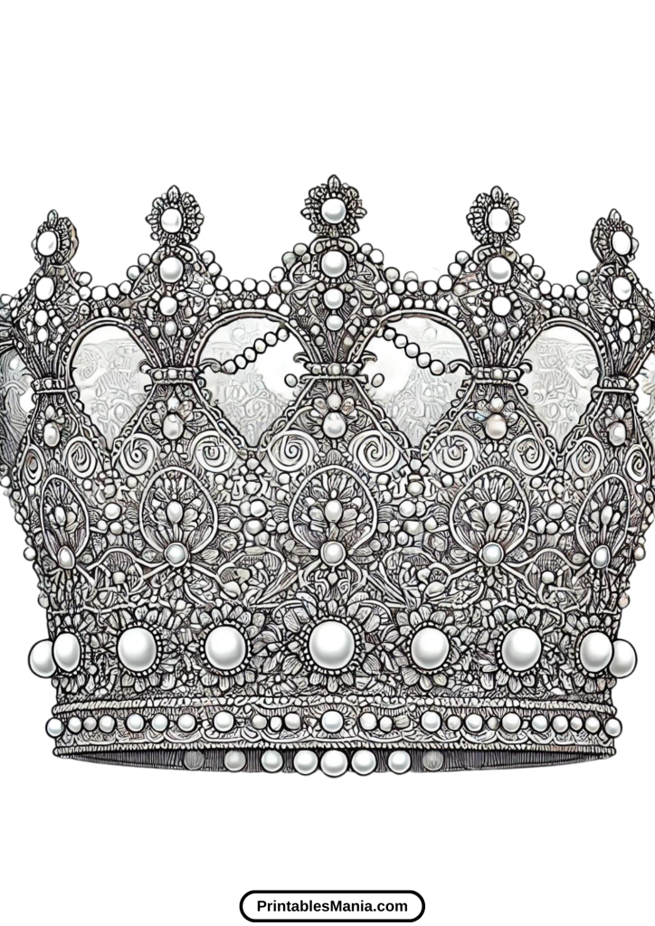 elegant queen’s crown coloring page