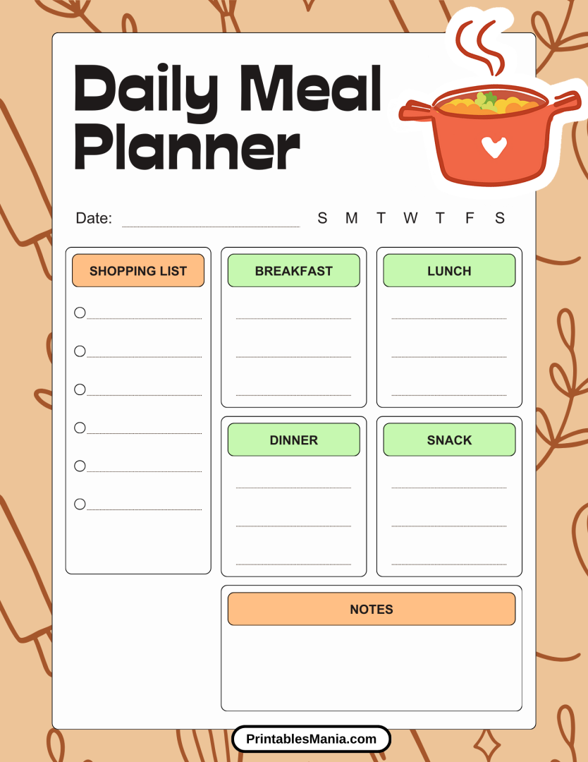 Free Printable Meal Planner PDF - Printables Mania
