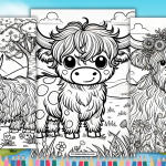 Highland Cow Coloring Page