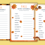 Fall Word Scramble (With Answers PDF)