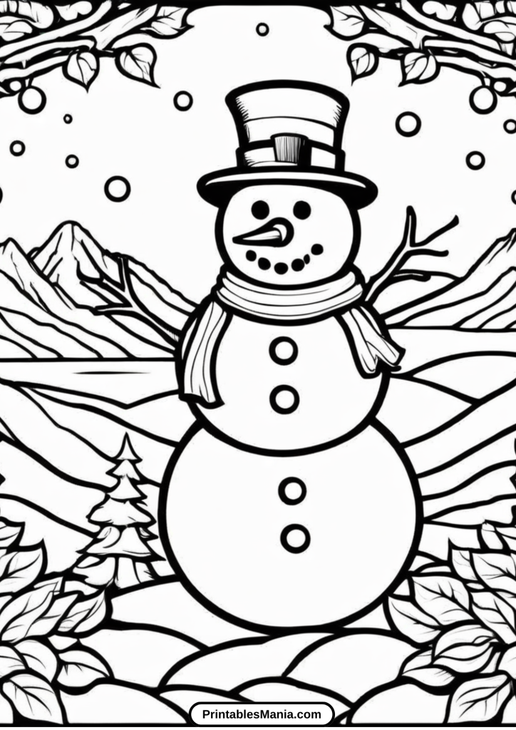 winter snowman coloring page