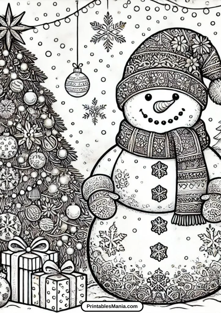 cartoon snowman coloring page