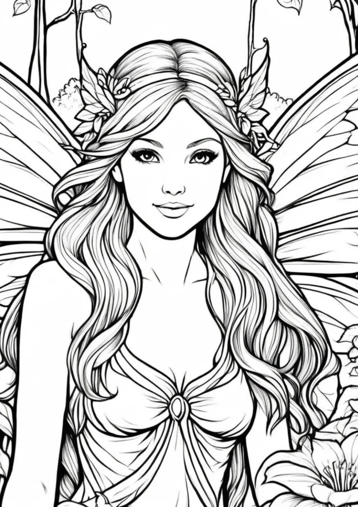 tooth fairy coloring page with magical wand and stars