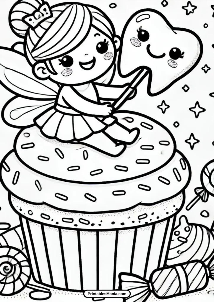 printable tooth fairy coloring page for kids to color