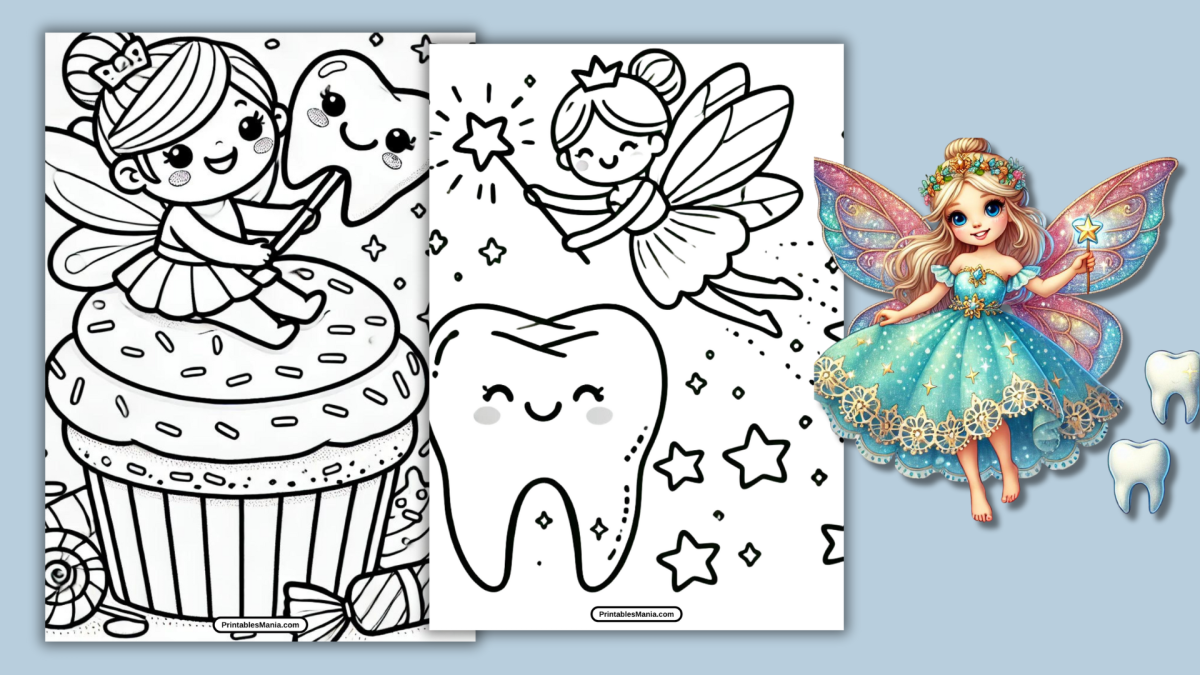 Tooth Fairy Coloring Page Printables - Tooth Fairy Coloring Page 1200x675 