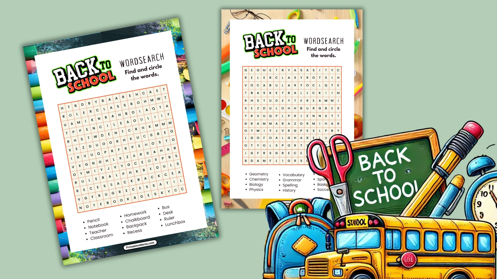 Back To School Word Search PDF