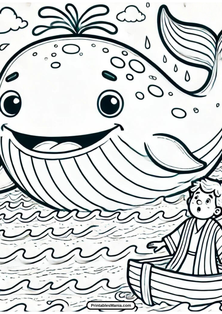 printable jonah and the whale coloring sheet