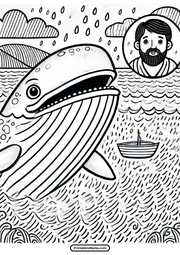 simple and fun jonah and the whale coloring sheet