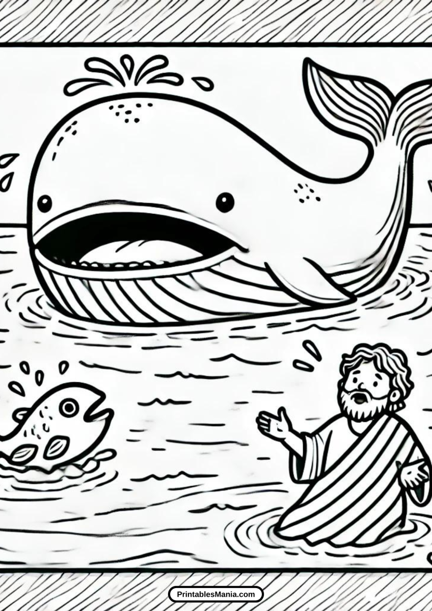 Jonah And The Whale Coloring Page - Printables Mania