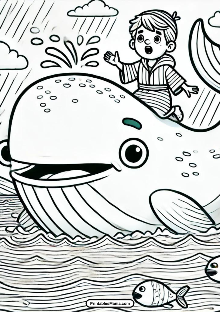 free printable jonah and the whale coloring page