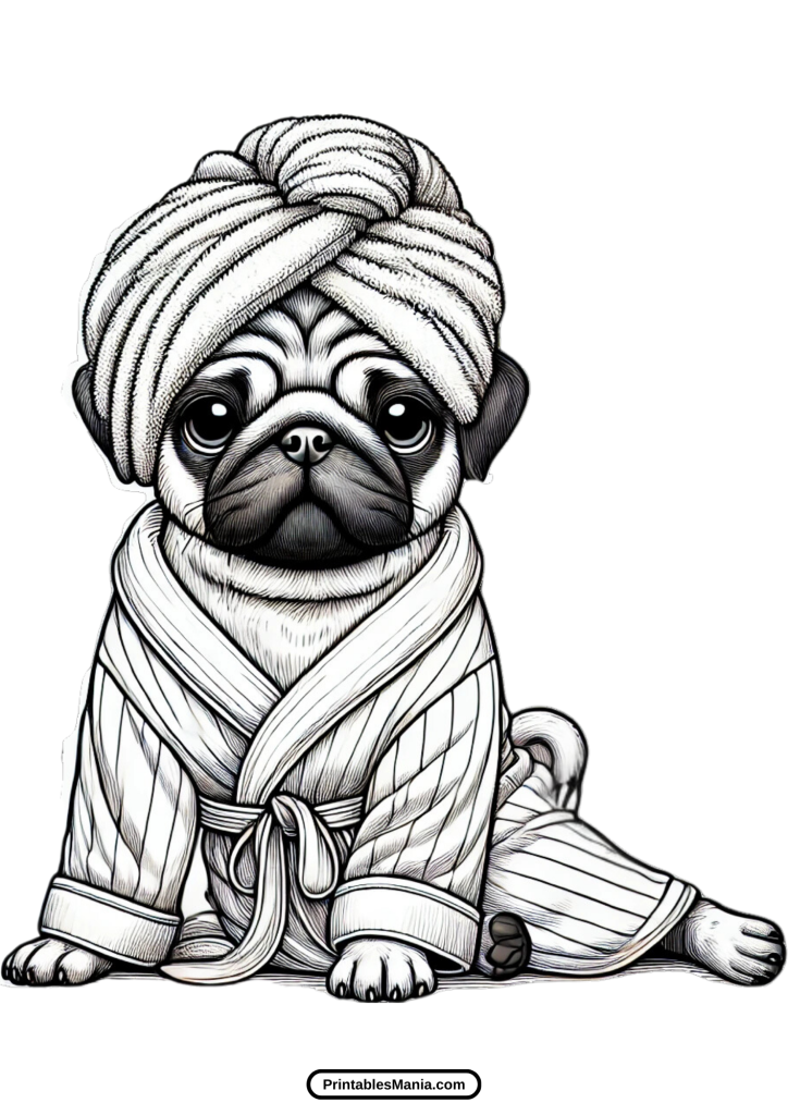 pug coloring page for kids