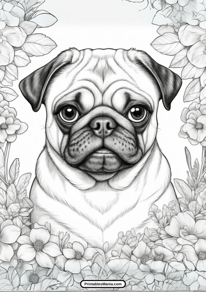 cute pug face coloring page