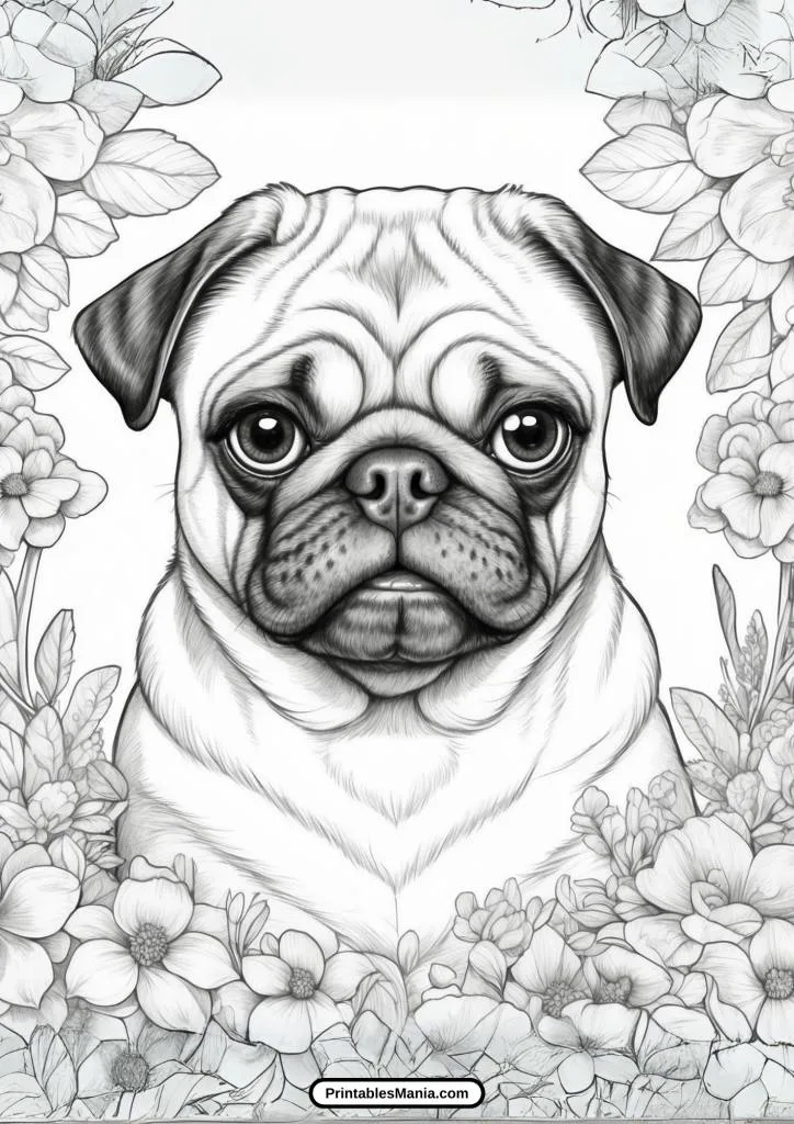 cute pug face coloring page