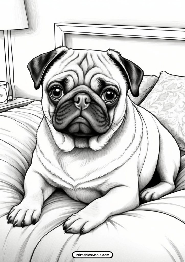 pug relaxing coloring page