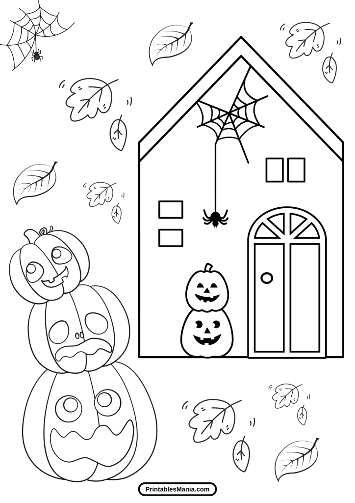 Halloween haunted house coloring sheet