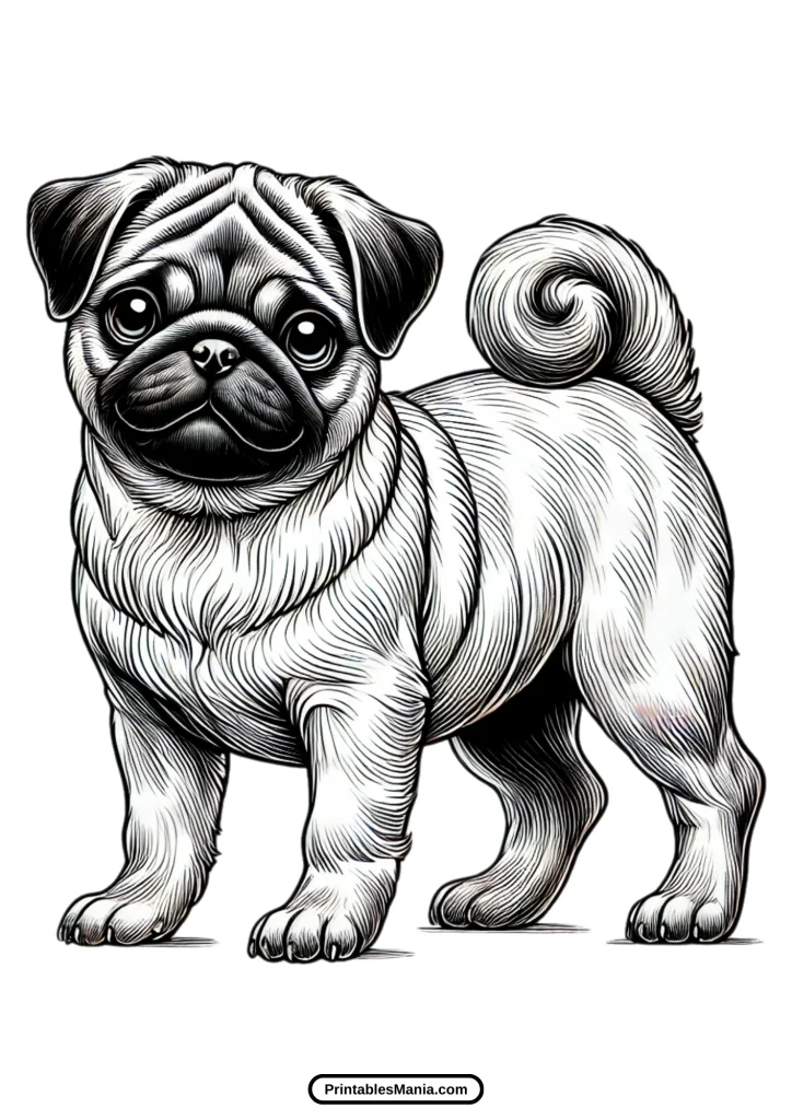 realistic pug illustration