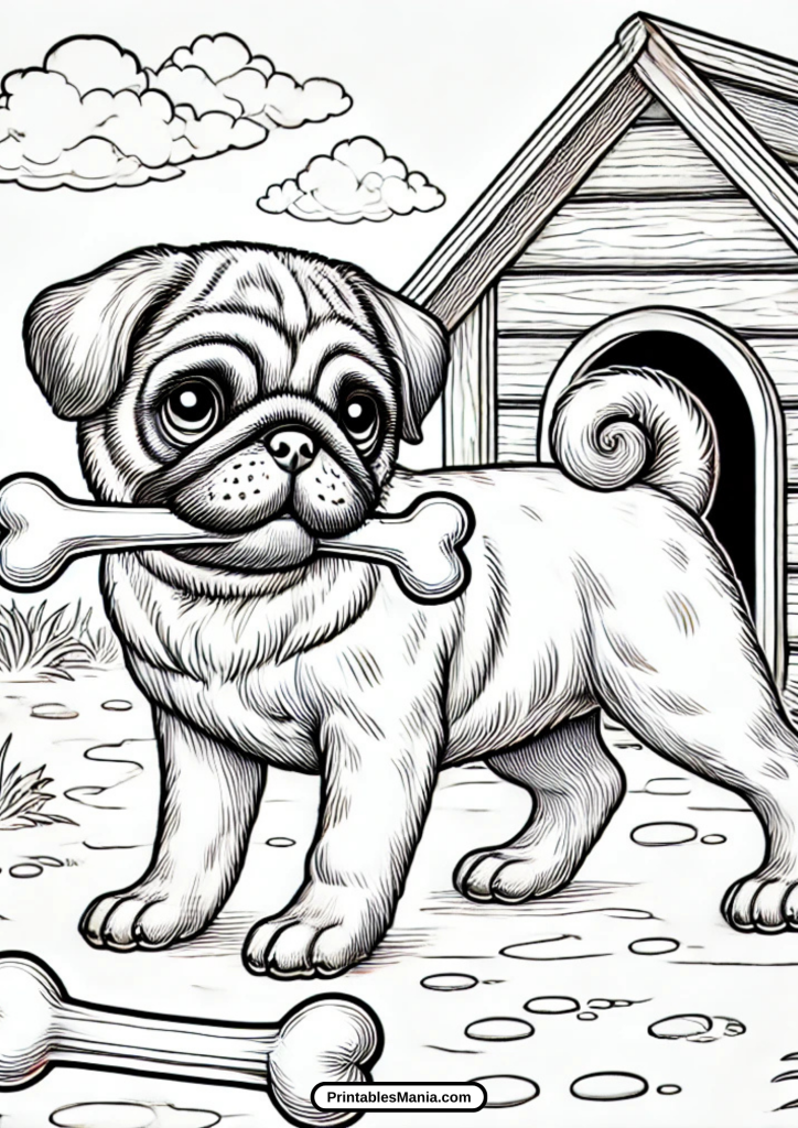 cartoon pug coloring page