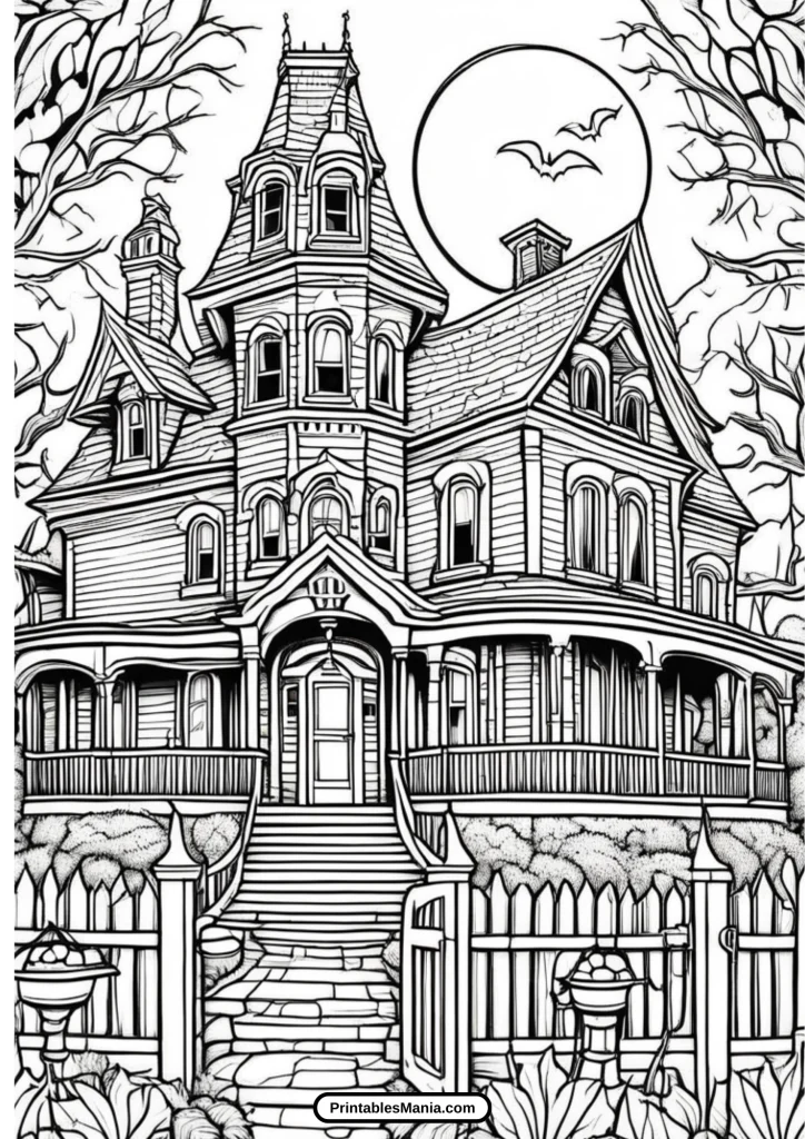 whimsical haunted house for Halloween