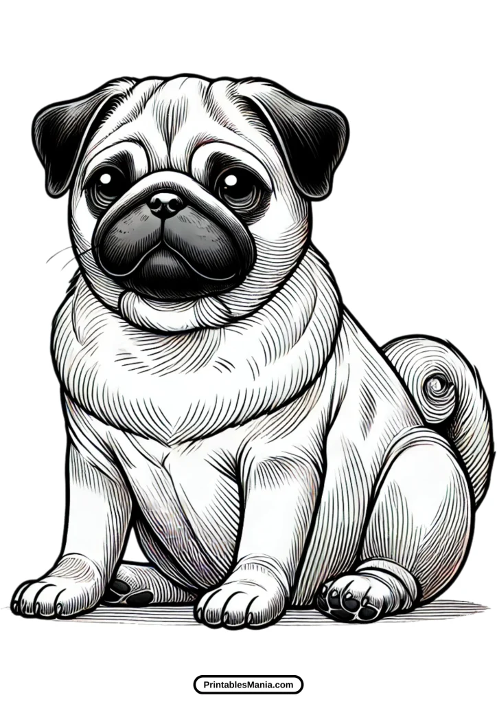 simple pug dog coloring page