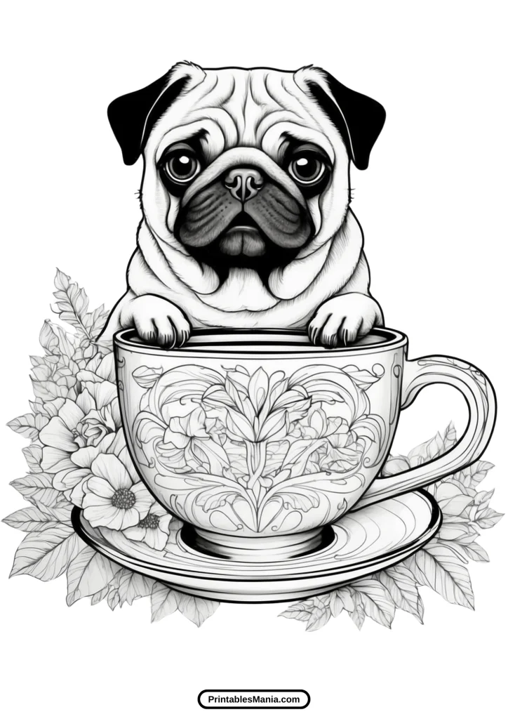 pug coloring page pdf free