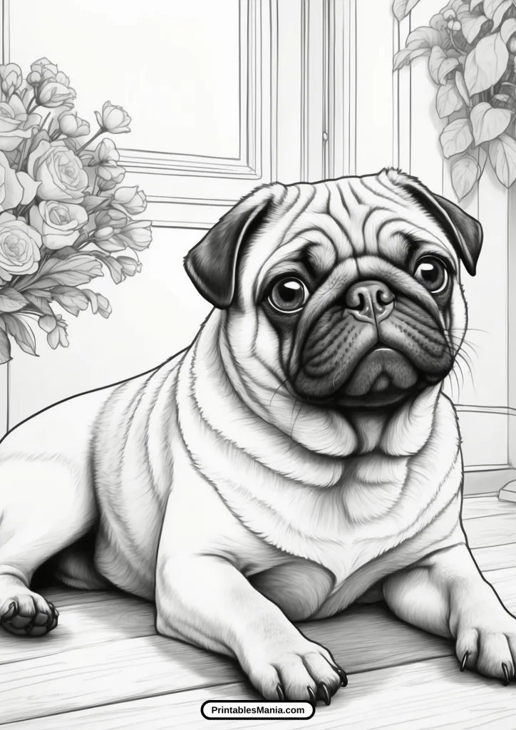 cute pug coloring