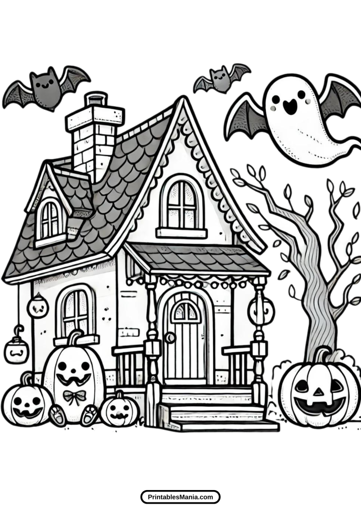 cartoon haunted house illustration