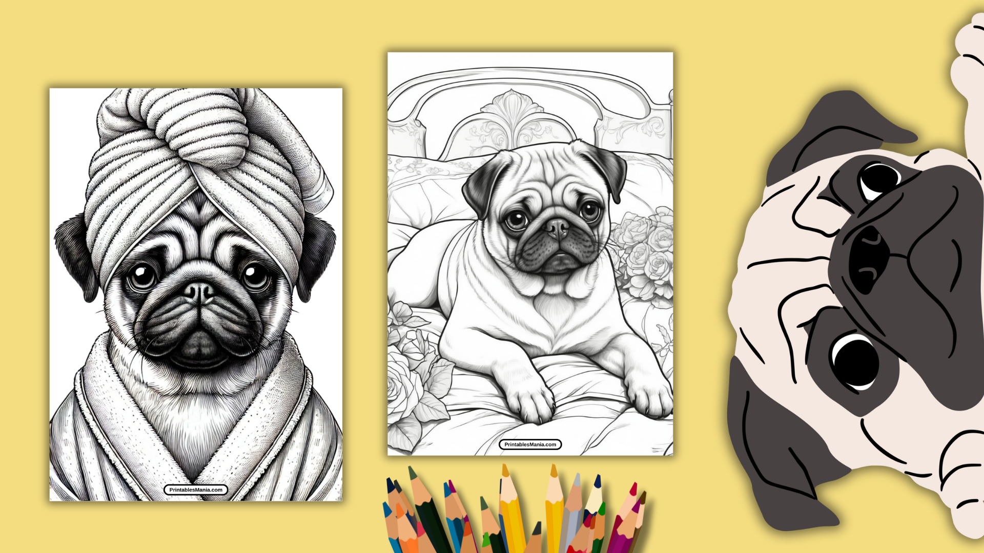 Pug Coloring Page PDF