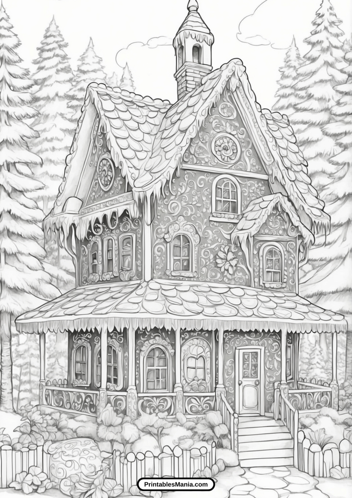 gingerbread house coloring page for holiday crafts