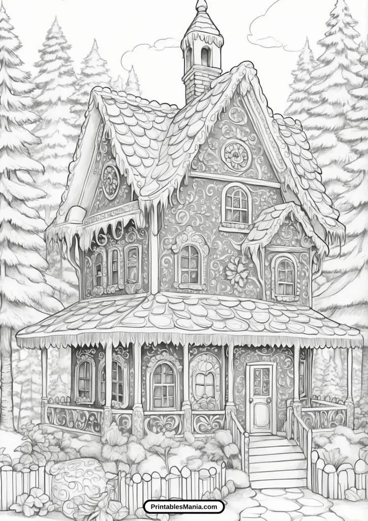 gingerbread house coloring page for holiday crafts