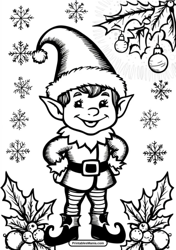 printable elf coloring page for adult