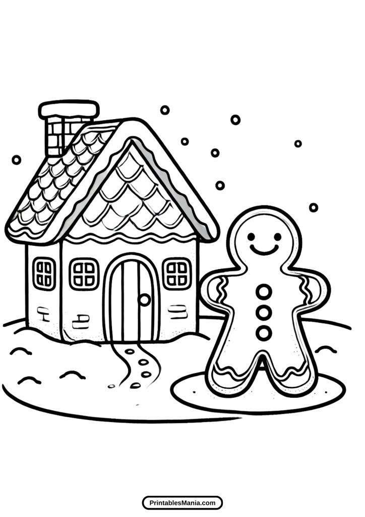 simple gingerbread house outline for kids