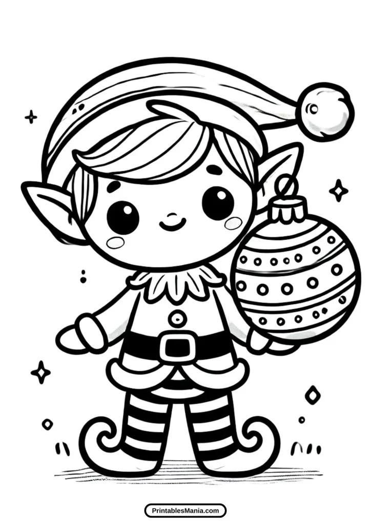 printable elf coloring page for kids