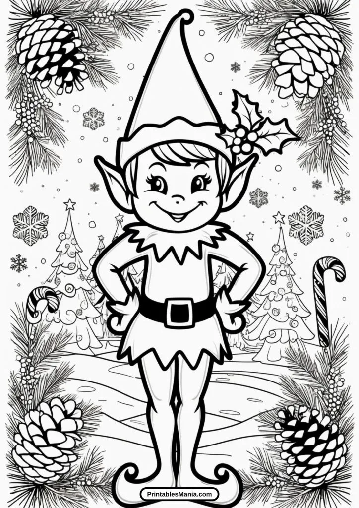 free printable elf coloring page for adult