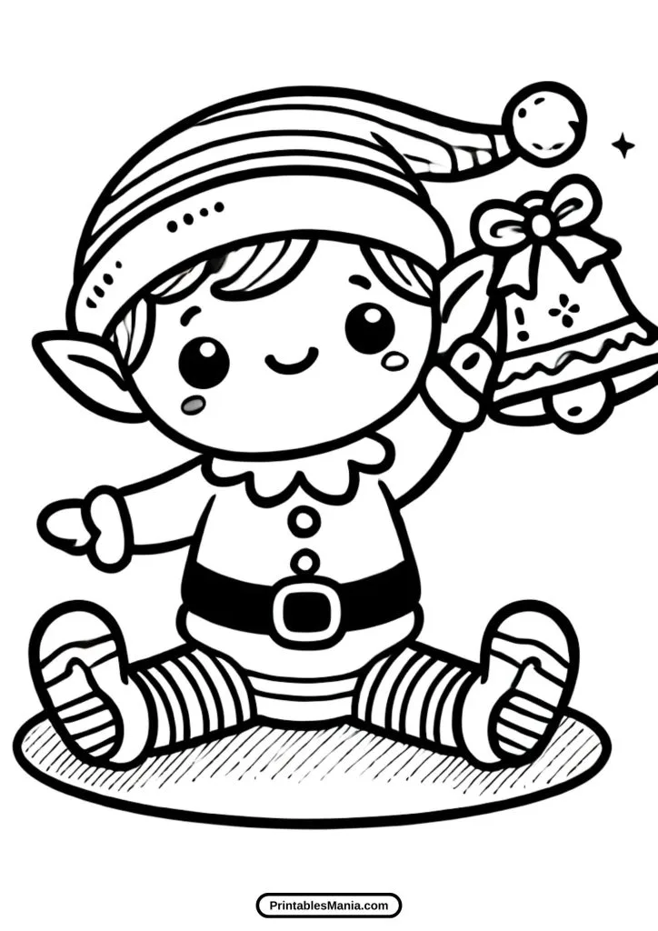 printable elf with jingle bell