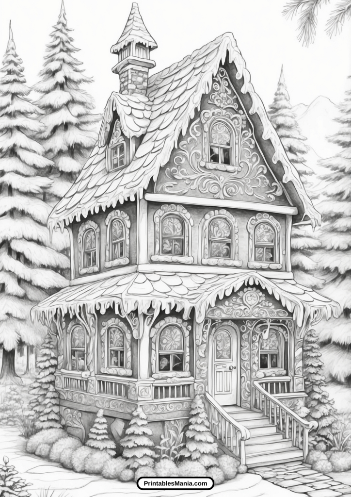 printable holiday gingerbread house design