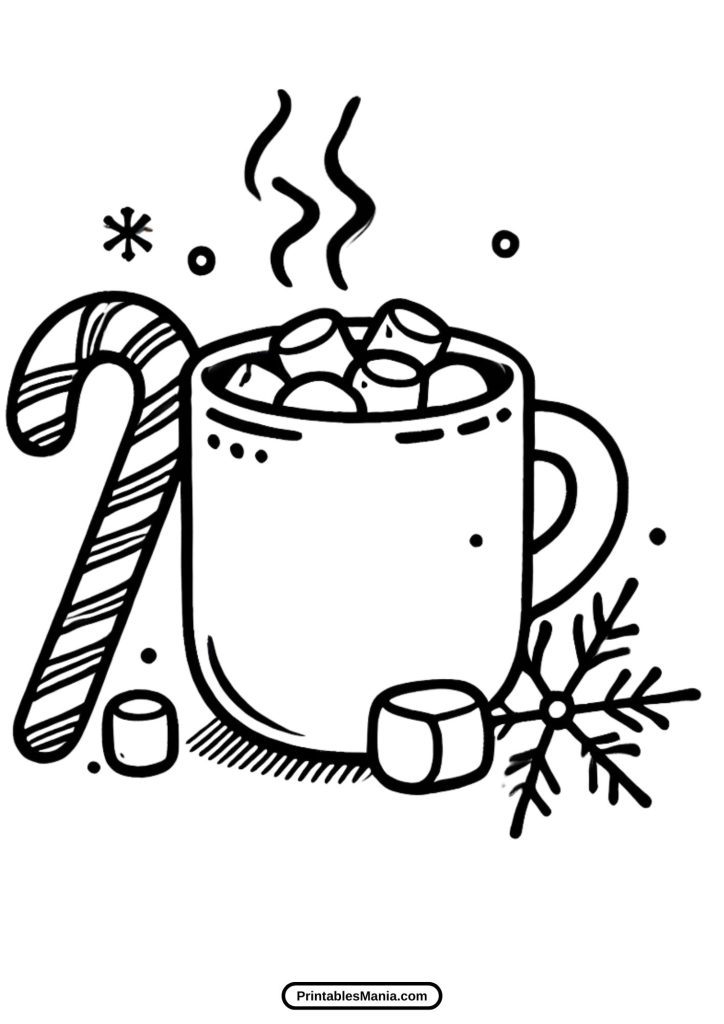 cartoon hot chocolate mug coloring page