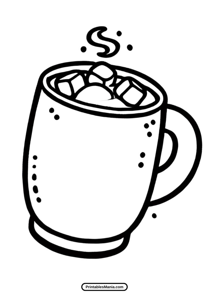 holiday hot cocoa coloring sheet