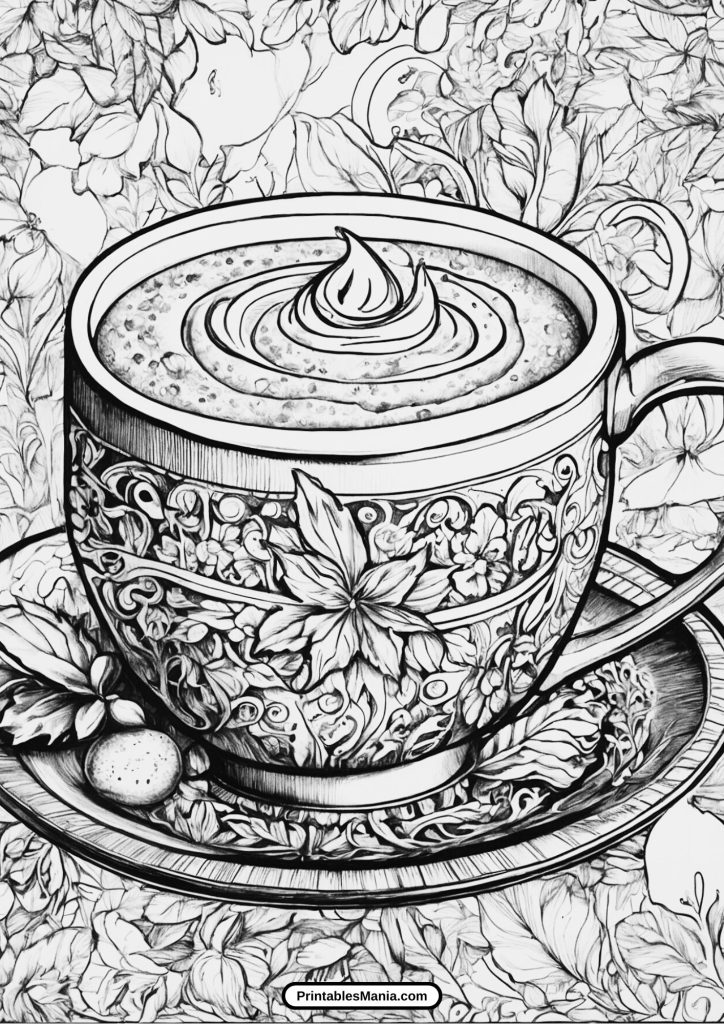 decorated hot cocoa mug illustration 