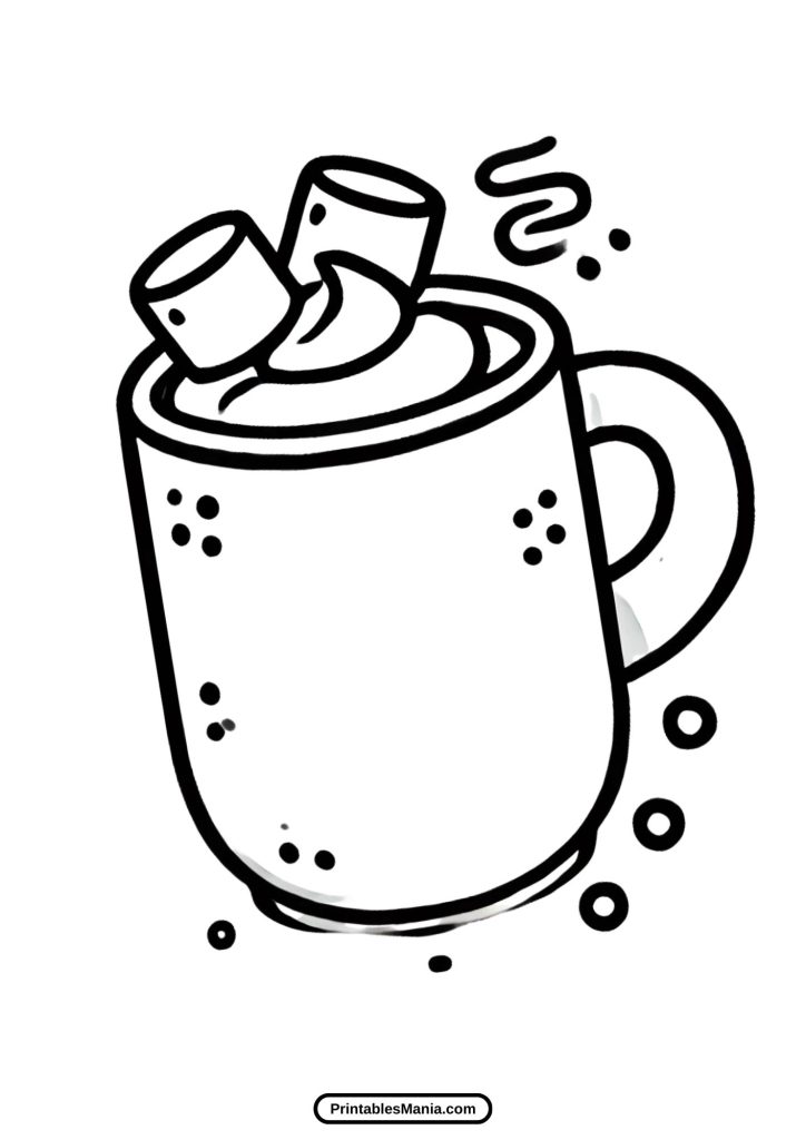 simple mug of cocoa coloring page