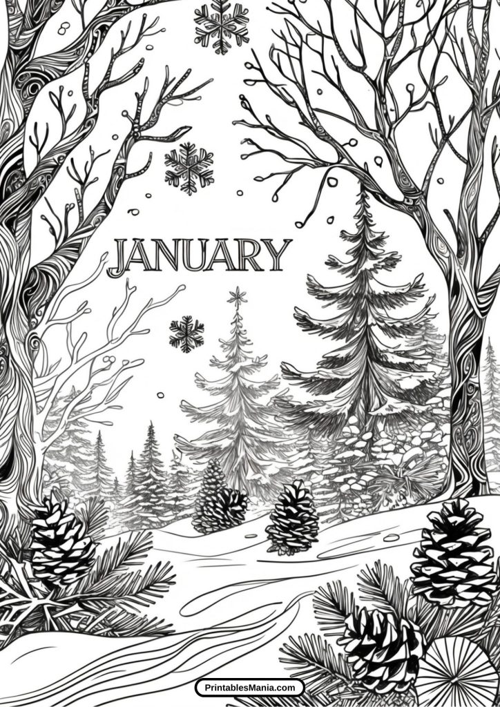 snowflake january coloring pages download